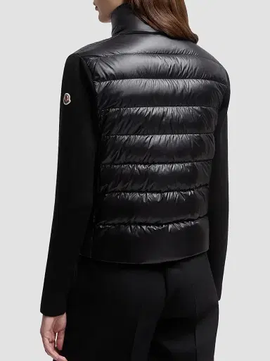 Moncler Women's Down-Filled Cardigan in Wool - Black | Thumbnail 3