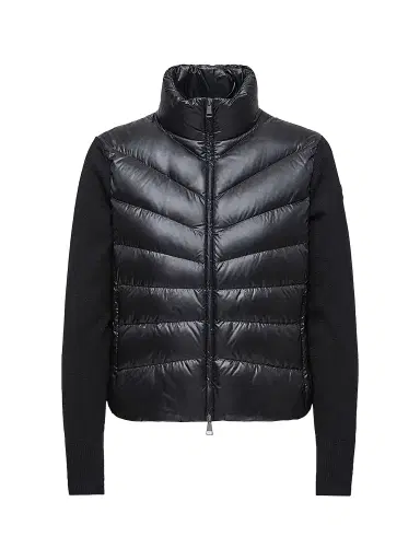 Moncler Women's Down-Filled Cardigan in Wool - Black | Thumbnail 1