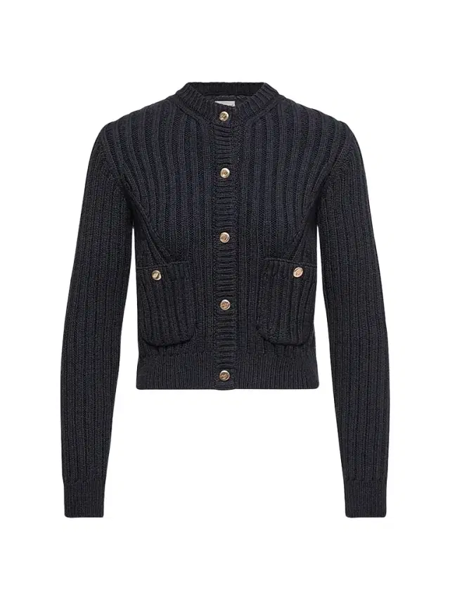 Moncler Women's Down-Filled Cardigan in Cotton - Dark Blue