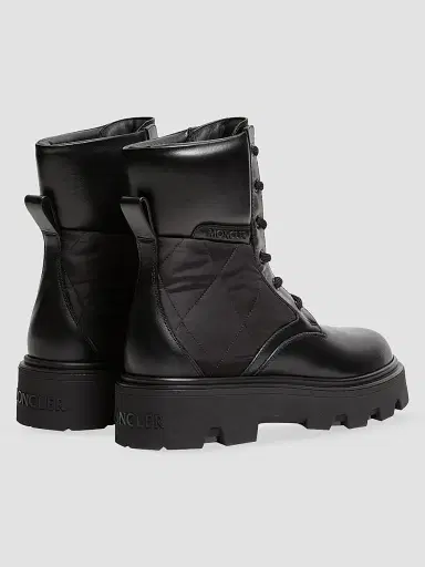 Moncler Women's Aurea Ankle Boots in Leather and Nylon - Black - Size 11 | Thumbnail 3
