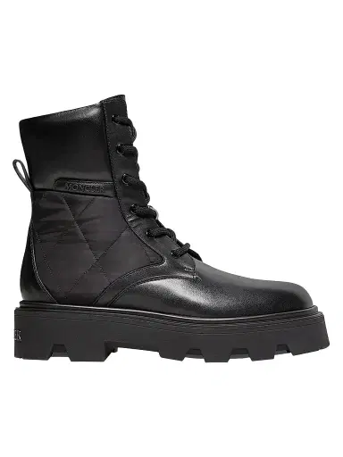 Moncler Women's Aurea Ankle Boots in Leather and Nylon - Black - Size 11 | Thumbnail 1