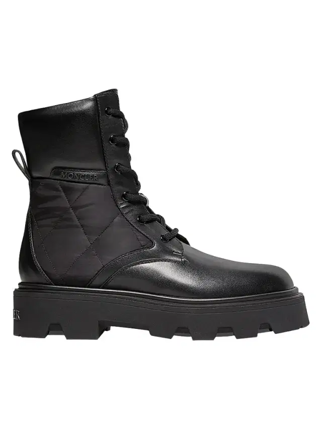 Moncler Women's Aurea Ankle Boots in Leather and Nylon - Black