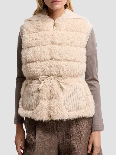 Moncler Women's Puffer Vest in Wool and Cashmere Blend | Thumbnail 2 Moncler Women's Puffer Vest in Wool and Cashmere Blend | Thumbnail 2