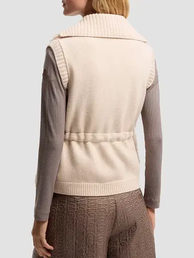 Moncler Women's Puffer Vest in Wool and Cashmere Blend | Thumbnail 3 Moncler Women's Puffer Vest in Wool and Cashmere Blend | Thumbnail 3