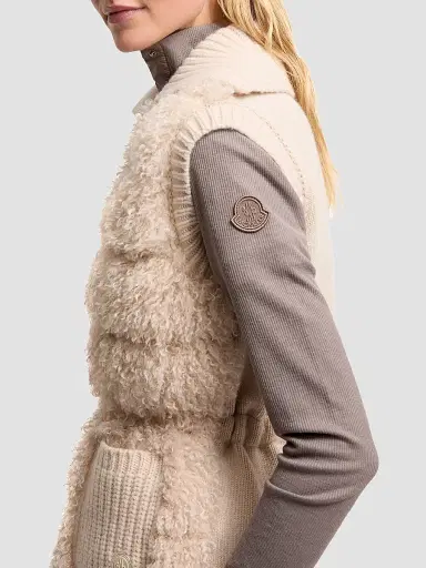 Moncler Women's Puffer Vest in Wool and Cashmere Blend | Thumbnail 4 Moncler Women's Puffer Vest in Wool and Cashmere Blend | Thumbnail 4