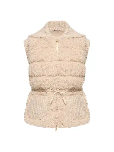 Moncler Women's Puffer Vest in Wool and Cashmere Blend | Thumbnail 1 Moncler Women's Puffer Vest in Wool and Cashmere Blend | Thumbnail 1