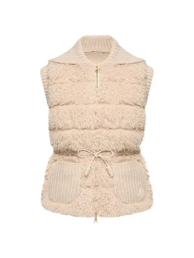 Moncler Women's Puffer Vest in Wool and Cashmere Blend - Light Beige