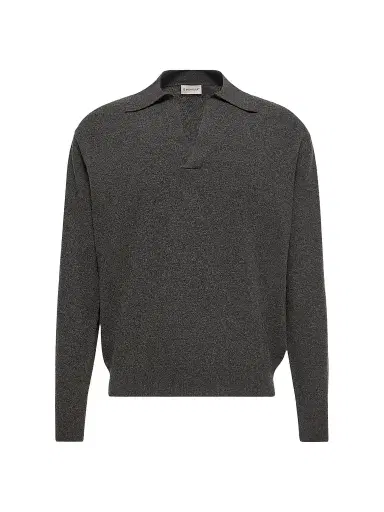 Moncler Men's Long Sleeve Polo Shirt in Wool and Cashmere - Black - Size XXL | Thumbnail 1