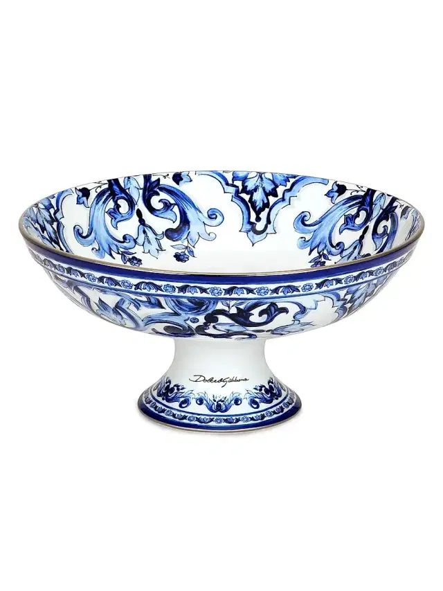 Dolce & Gabbana Blu Mediterraneo Footed Fruit Bowl
