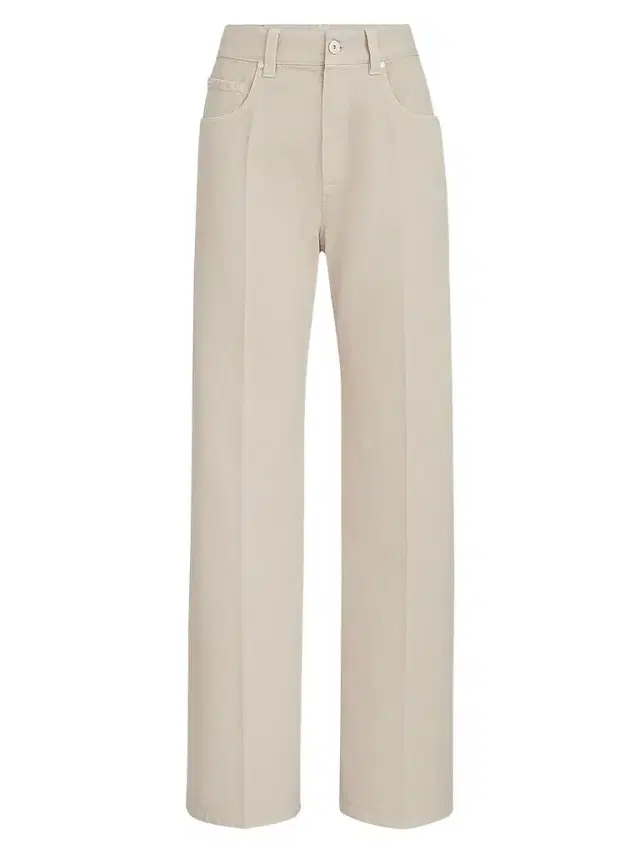 Brunello Cucinelli Women's Dyed Denim Contemporary Loose Trousers - Sand