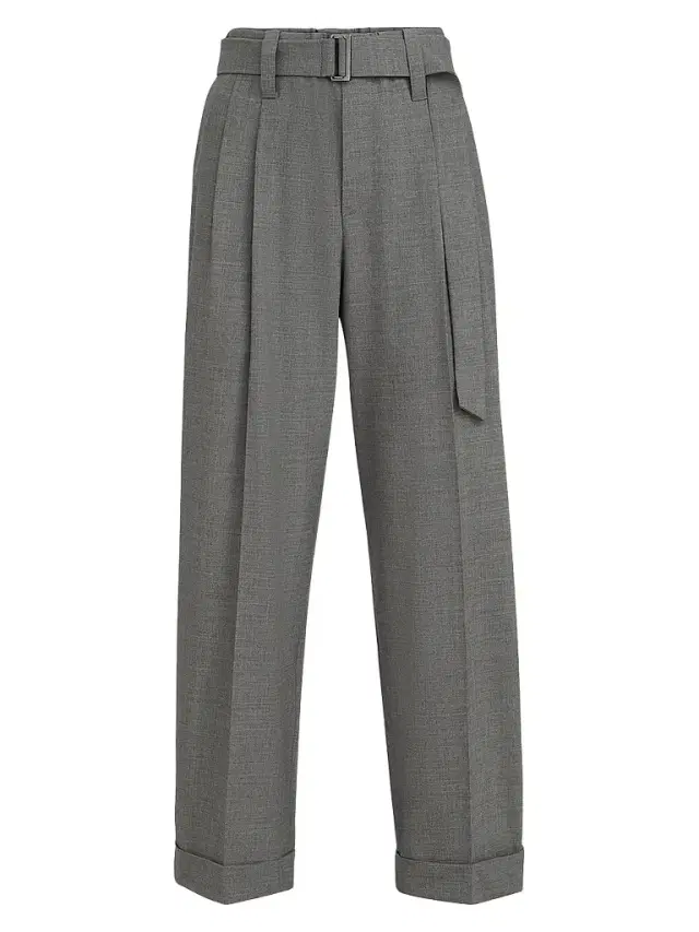 Brunello Cucinelli Women's Tropical Luxury Wool Baggy Sartorial Trousers - Dark Grey