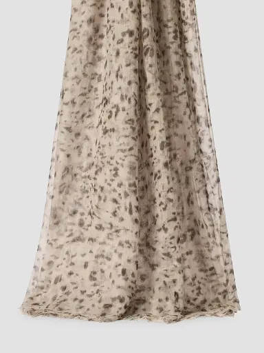 Brunello Cucinelli Women's Lynx Print Cashmere Scarf | Thumbnail 3