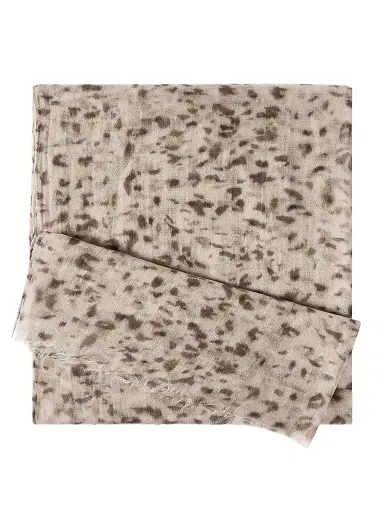 Brunello Cucinelli Women's Lynx Print Cashmere Scarf | Thumbnail 1