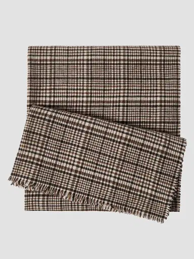 Brunello Cucinelli Women's Cashmere Prince of Wales Scarf - Brown | Thumbnail 3