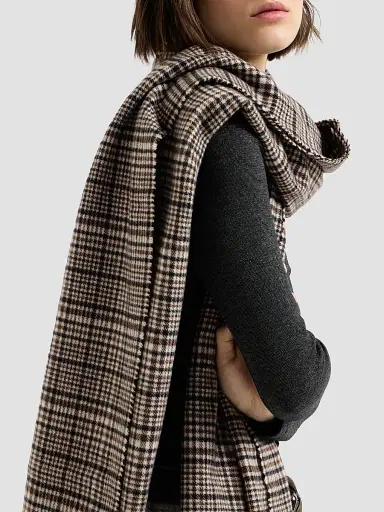 Brunello Cucinelli Women's Cashmere Prince of Wales Scarf - Brown | Thumbnail 5