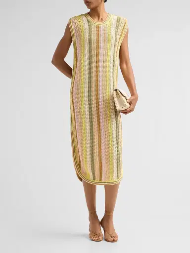 Zimmermann Women's Indra Striped Crochet Cotton Midi Dres | Thumbnail 2 Zimmermann Women's Indra Striped Crochet Cotton Midi Dres | Thumbnail 2