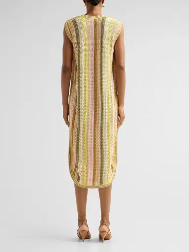 Zimmermann Women's Indra Striped Crochet Cotton Midi Dres | Thumbnail 3 Zimmermann Women's Indra Striped Crochet Cotton Midi Dres | Thumbnail 3