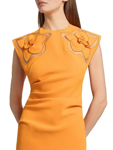 Acler Women's Koda Floral Cut-Out Crepe Sheath Midi-Dress - Neon Mango | Thumbnail 6 Acler Women's Koda Floral Cut-Out Crepe Sheath Midi-Dress - Neon Mango | Thumbnail 6
