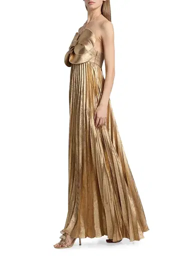 ACLER Women's Forever Young Pullford Metallic Pleated Gown - Gold | Thumbnail 4