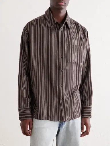 The Elder Statesman Striped Wool and Cashmere-Blend Shirt - Men | Thumbnail 3 The Elder Statesman Striped Wool and Cashmere-Blend Shirt - Men | Thumbnail 3