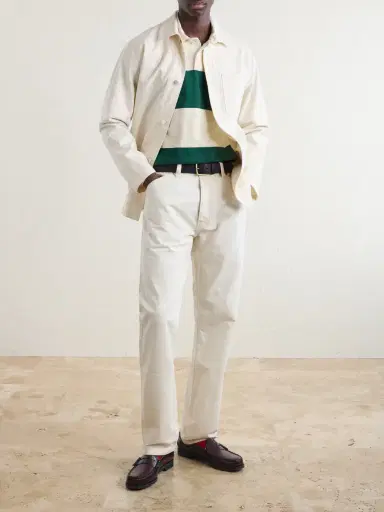Drake's Stripe Cotton-Jersey Polo Shirt - Men | Thumbnail 2 Drake's Stripe Cotton-Jersey Polo Shirt - Men | Thumbnail 2