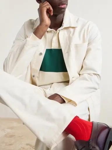 Drake's Stripe Cotton-Jersey Polo Shirt - Men | Thumbnail 5 Drake's Stripe Cotton-Jersey Polo Shirt - Men | Thumbnail 5