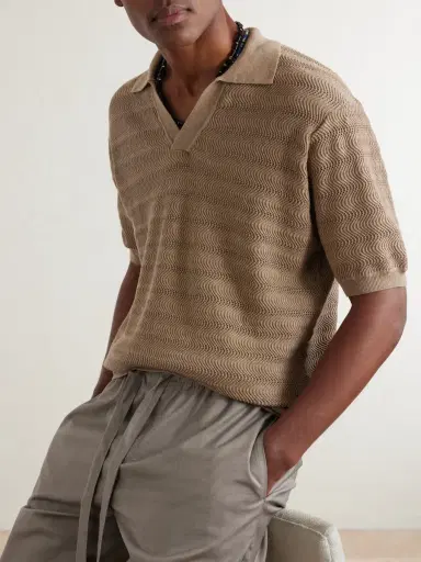 Frescobol Carioca Rino Open-Knit Cotton Polo Shirt - Men | Thumbnail 5 Frescobol Carioca Rino Open-Knit Cotton Polo Shirt - Men | Thumbnail 5