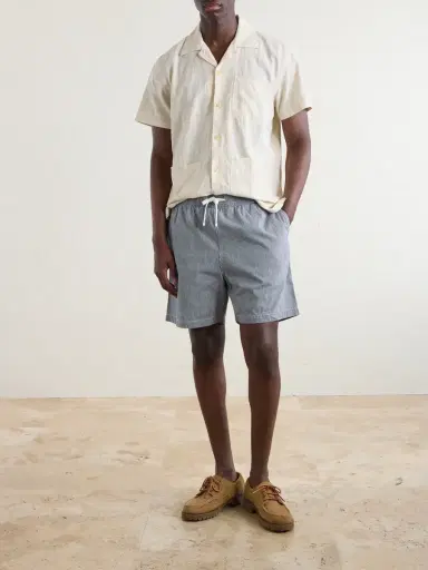 Drake's Straight-Leg Striped Cotton Drawstring Shorts - Men | Thumbnail 2 Drake's Straight-Leg Striped Cotton Drawstring Shorts - Men | Thumbnail 2