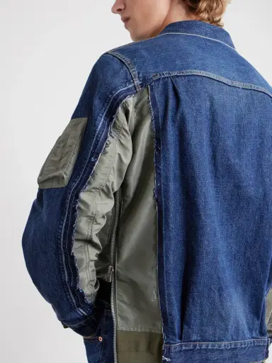 Sacai Distressed Shell-Trimmed Denim Jacket - Men | Thumbnail 5 Sacai Distressed Shell-Trimmed Denim Jacket - Men | Thumbnail 5