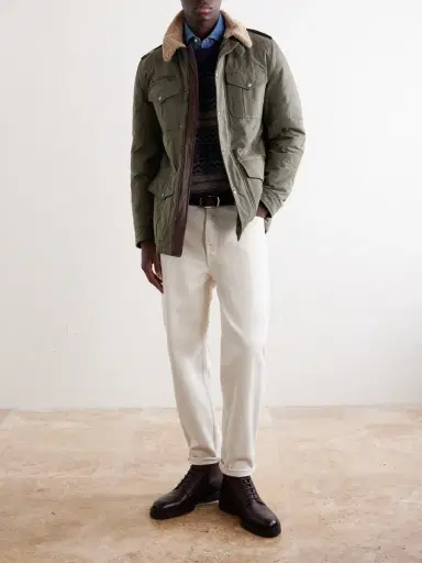 Brunello Cucinelli Shearling-Trimmed Padded Canvas Jacket - Men | Thumbnail 2
