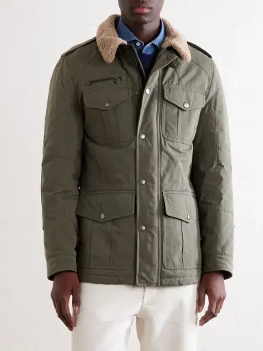 Brunello Cucinelli Shearling-Trimmed Padded Canvas Jacket - Men | Thumbnail 3