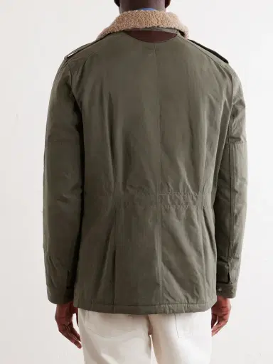 Brunello Cucinelli Shearling-Trimmed Padded Canvas Jacket - Men | Thumbnail 4