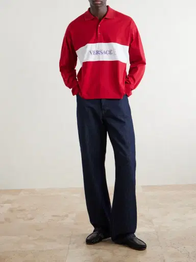 Versace Polo Cotton Logo Embroidery Shirt - Men | Thumbnail 2
