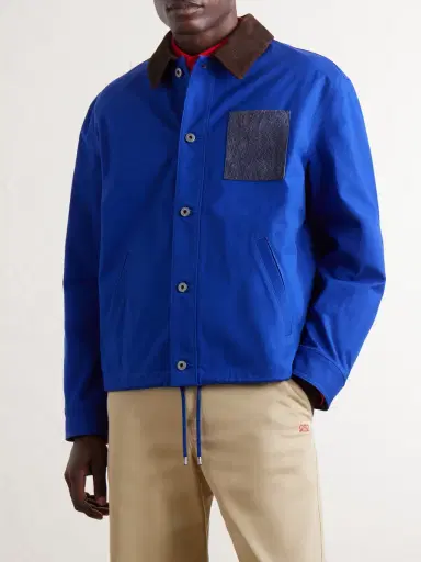 Loewe Suede-Trimmed Cotton Jacket - Men | Thumbnail 3
