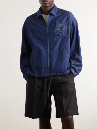 Loewe Anagram-Appliqué Cotton Chambray Jacket - Men | Thumbnail 3