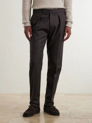 Slowear Tapered Pleated Wool and Cashmere-Blend Suit Trousers - Men | Thumbnail 3