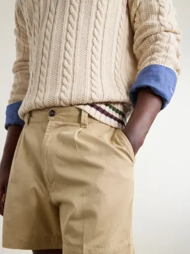 Drake's Straight-Leg Pleated Cotton Twill Chino Shorts - Men | Thumbnail 5