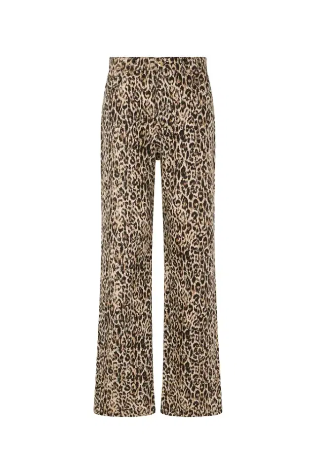 Roberto Cavalli Denim Trousers in Cotton with Leopard Print