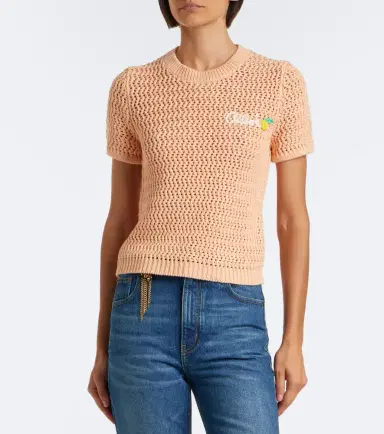 Chloé Chloé Logo crochet cotton top | Thumbnail 3