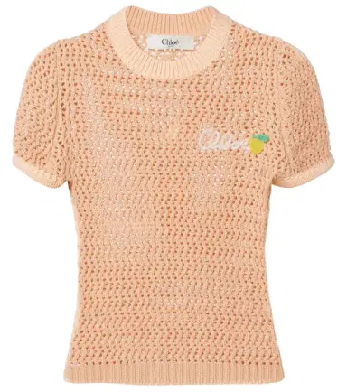 Chloé Chloé Logo crochet cotton top | Thumbnail 1