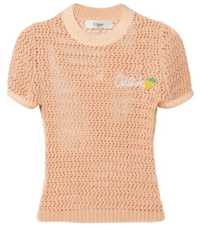 Chloe Chloé Logo crochet cotton top