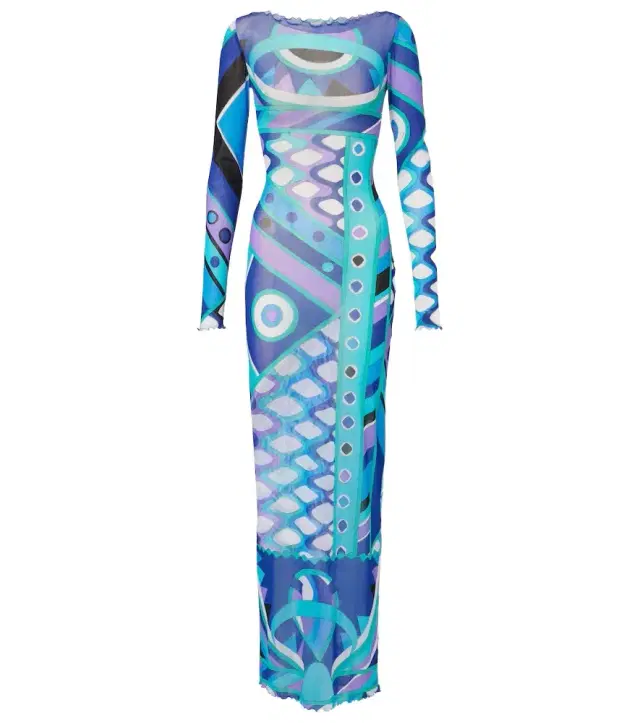 Pucci Vivara ruffled tulle maxi dress