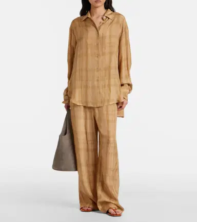 The Frankie Shop Baxter checked twill wide-leg pants | Thumbnail 3