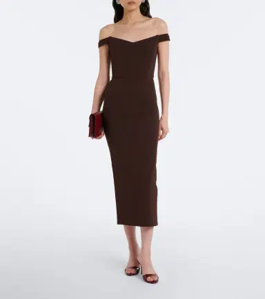 Alex Perry Off-shoulder crêpe midi dress | Thumbnail 5