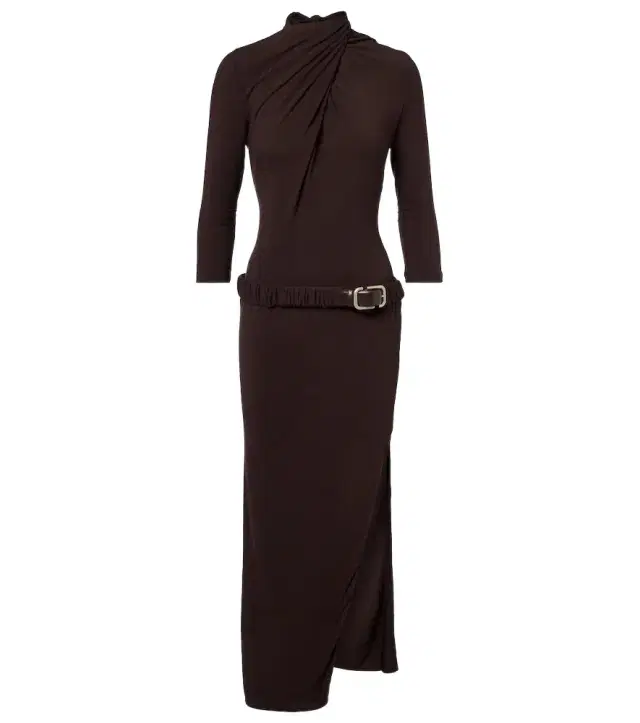 Draped open-back jersey midi dress