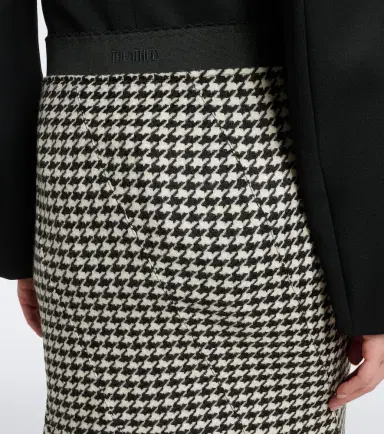 The Attico Ruffled houndstooth virgin wool midi skirt | Thumbnail 2