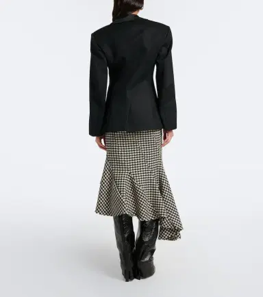 The Attico Ruffled houndstooth virgin wool midi skirt | Thumbnail 3