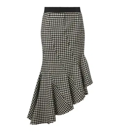 The Attico Ruffled houndstooth virgin wool midi skirt | Thumbnail 1