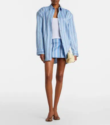 The Frankie Shop Oana striped cotton-blend shirt | Thumbnail 2