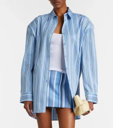 The Frankie Shop Oana striped cotton-blend shirt | Thumbnail 5